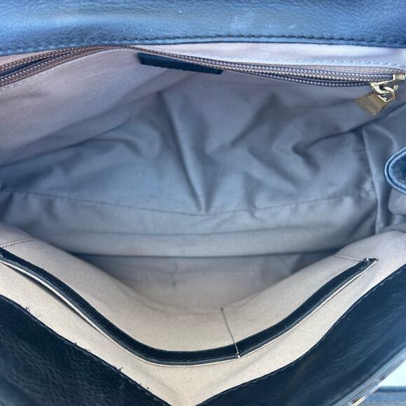 Versace Collection Croc-Embossed Patent Leather Top Handle Bag Black Purse - Picture 9 of 10